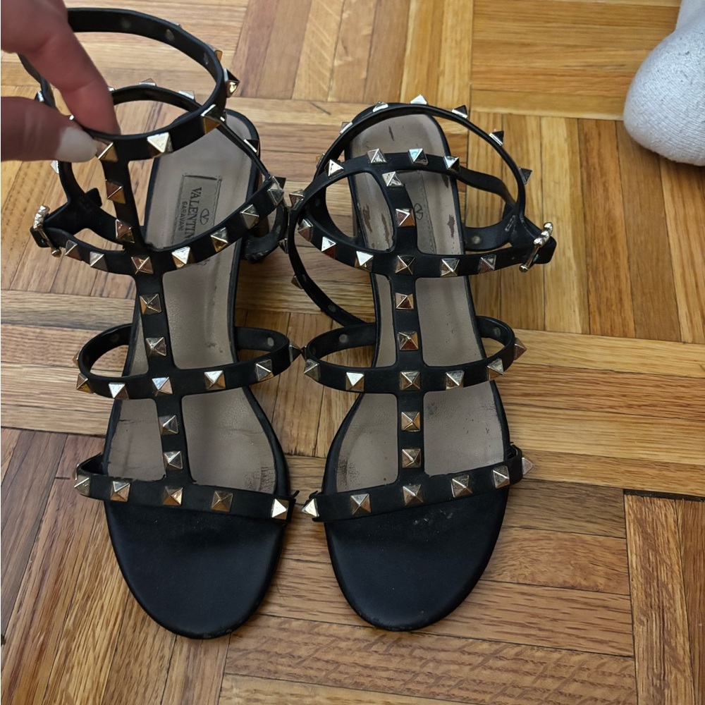 Valentino Black Rockstud Gladiator Sandals